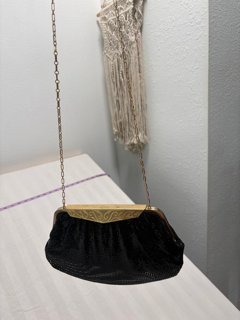 Vintage Whiting & Davis Black Metal Mesh Evening Bag